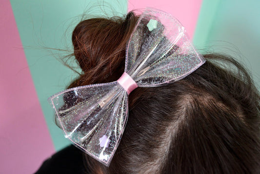 Clear Glitter Hairbow