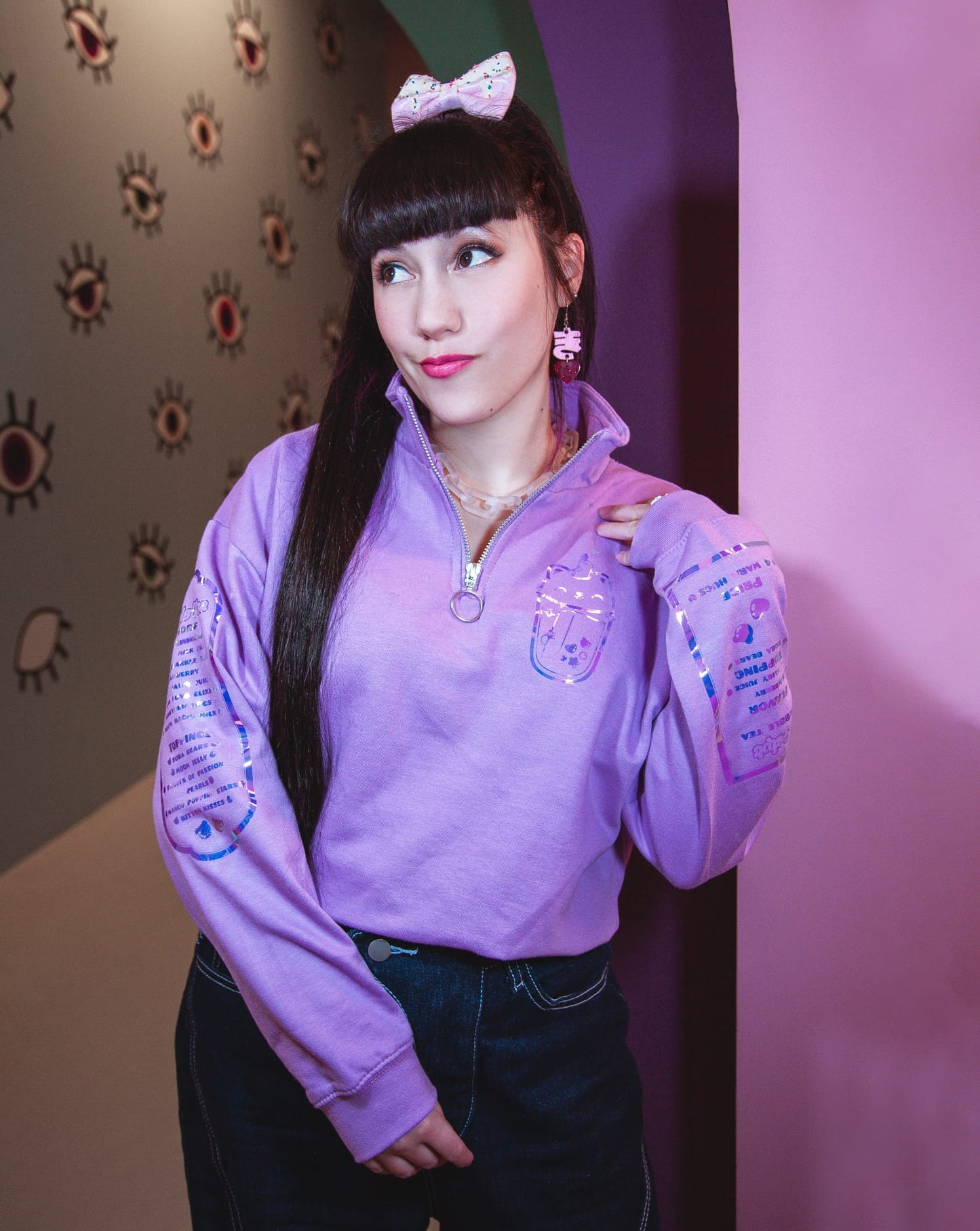 Bubble Tea Cat Cropped Sweater